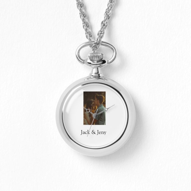 Einfache, minimale Farbkombination Foto-Text Armbanduhr (Vorderseite)