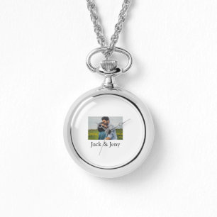 Einfache, minimale Farbkombination Foto-Text Armbanduhr