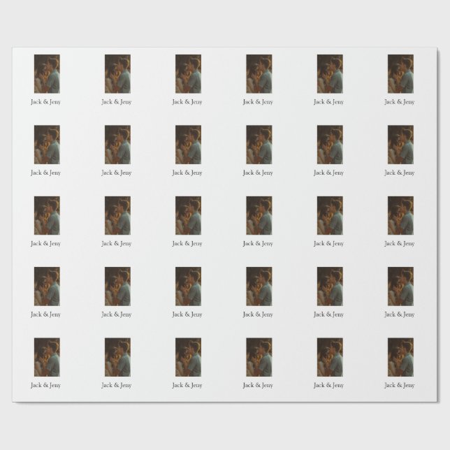 Einfache, minimale Farbkombination Foto-Text Geschenkpapier (Flach)