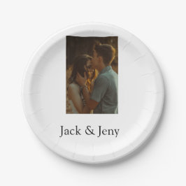 Einfache, minimale Farbkombination Foto-Text Pappteller