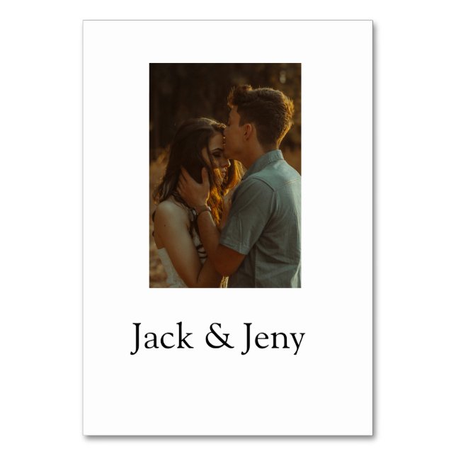 Einfache, minimale Farbkombination Foto-Text Tischnummer (Vorderseite)