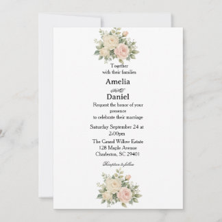 Einfache minimale florale Hochzeitseinladung Einladung