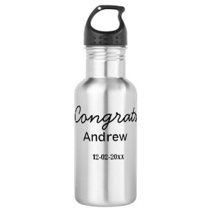 Einfache minimale Gratulation hinzufügen Name Datu Edelstahlflasche