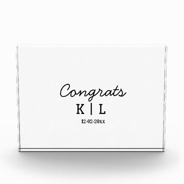 Einfache minimale Gratulation mit Buchstaben Monog Fotoblock (Vorderseite)