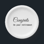 Einfache minimale Gratulationen Pensionierung hinz Pappteller<br><div class="desc">Entwurf</div>