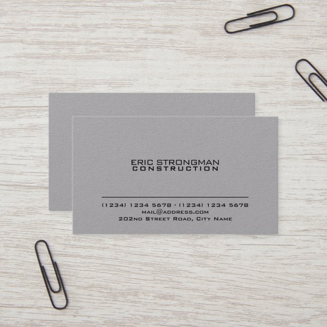 Einfache minimale graue Zementkraftpapier-Art Visitenkarte (Vorderseite/Rückseite Beispiel)