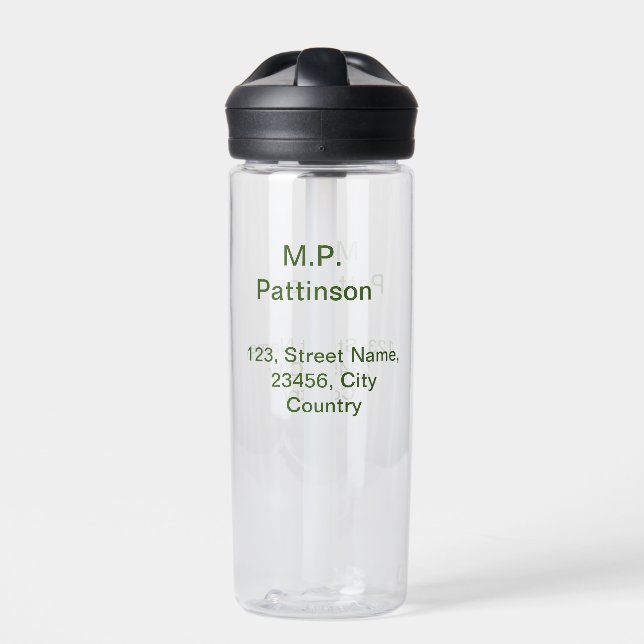 Einfache minimale grüne Eingabe des Fotos Trinkflasche (Vorderseite)