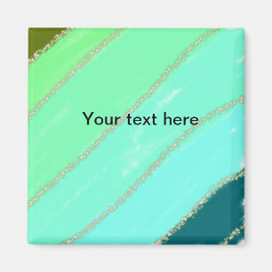 Einfache minimale grüne Wasserfarbe Glitter-Text h Magnet