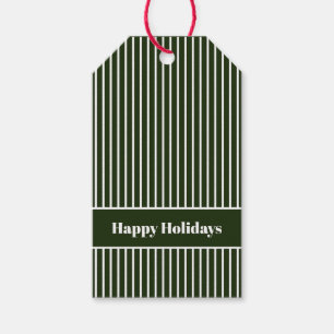 Einfache minimale Happy Holidays Forest Green Stri Geschenkanhänger