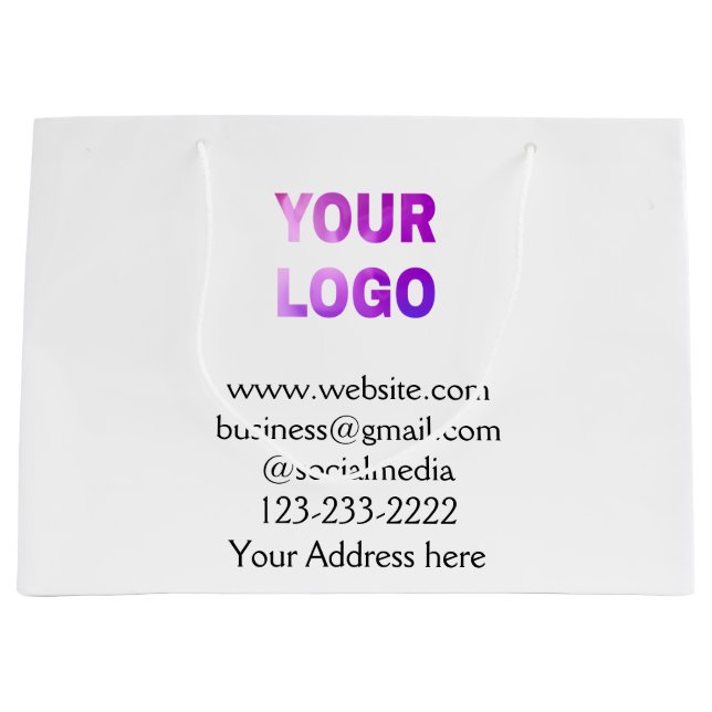 Einfache minimale Hinzufügen Ihres Logos/Designs h Große Geschenktüte (Vorderseite)