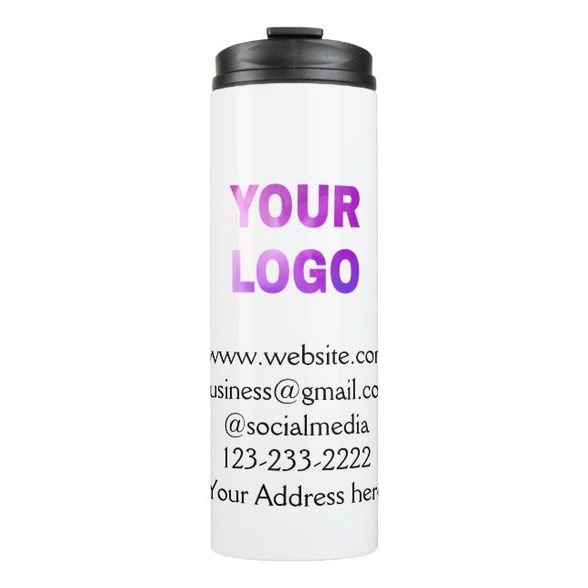 Einfache minimale Hinzufügen Ihres Logos/Designs h Thermosbecher (Vorderseite)