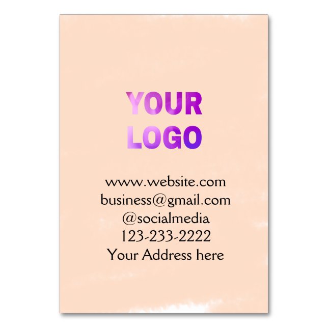 Einfache minimale Hinzufügen Ihres Logos/Designs h Tischnummer (Vorderseite)