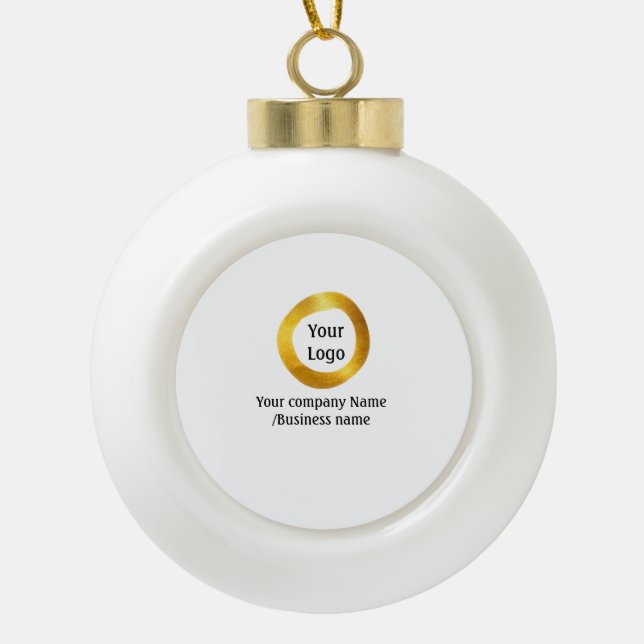 einfache minimale Hinzufügen Ihres Logos Gold Webs Keramik Kugel-Ornament (Vorderseite)