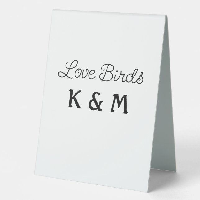 einfache minimale hinzufügen Name Text Liebe Vögel Tischaufsteller (Vorderseite)