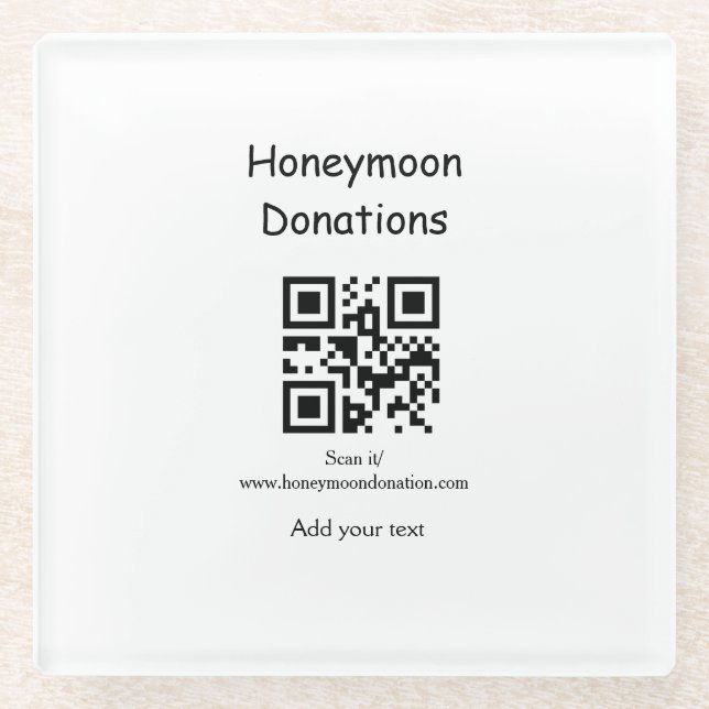 Einfache minimale Hochzeitsgeschenke QR-Code Glasuntersetzer (Vorderseite)