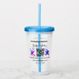 Einfache minimale Hochzeitswebsite Q R Code hinzuf Acryltrinkbecher