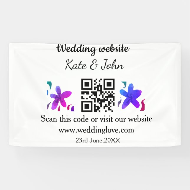 Einfache minimale Hochzeitswebsite Q R Code hinzuf Banner (Horizontal)