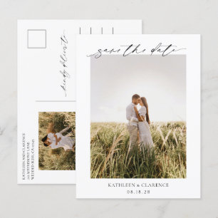 Einfache Minimale klassische Hochzeit des Fotos sp Postkarte