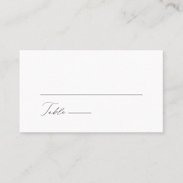 Einfache minimale moderne kalligraphische Flachdec Platzkarte (Vorderseite)