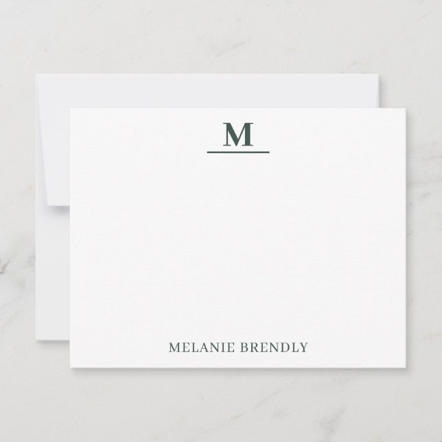 Einfache minimale moderne Monogramm-Flachnotiskart Mitteilungskarte (Vorderseite)