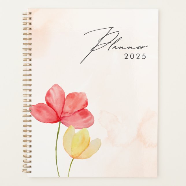Einfache minimale moderne Peach floral Planner 202 Planer (Vorderseite)