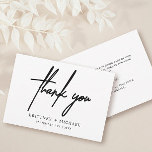 Einfache minimale moderne Script-Hochzeit Dankeskarte