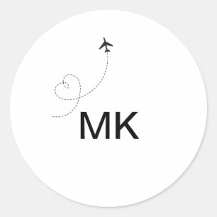 Einfache minimale Monogramm-Aufnahme für Textreise Runder Aufkleber