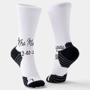 einfache minimale Monogramm MMs Mr. name date year Socken