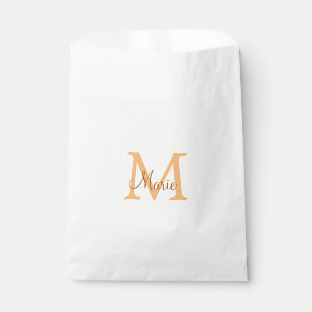 einfache minimale Name monogramm orange braun thr Geschenktütchen (Vorderseite)