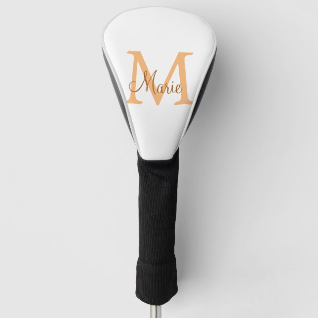 einfache minimale Name monogramm orange braun thr Golf Headcover (Vorderseite)