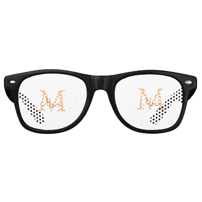 einfache minimale Name monogramm orange braun thr Partybrille (Vorderseite)