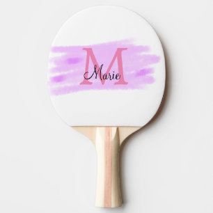 einfache minimale Name Monogramm Rosa Aquarellfarb Tischtennis Schläger