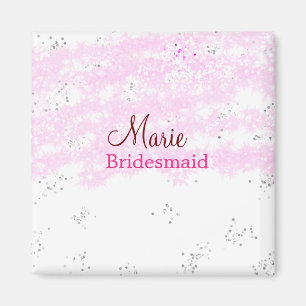 einfache minimale Name Monogramm rosa Bridesmaid   Magnet