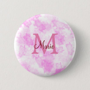 einfache minimale Name Monogramm rosa roter Wurf p Button
