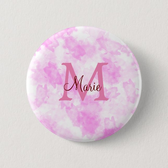 einfache minimale Name Monogramm rosa roter Wurf p Button (Vorderseite)