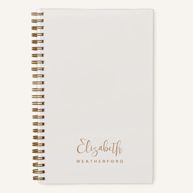 Einfache minimale neutrale Schriftzeichen Notizbuch (Vorderseite)