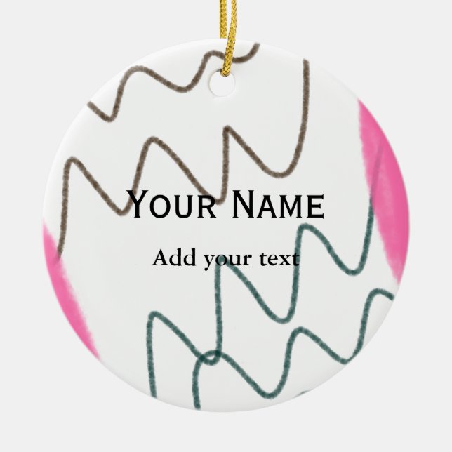 Einfache minimale Orangenstreifen Wasserfarbe Name Keramik Ornament (Vorne)