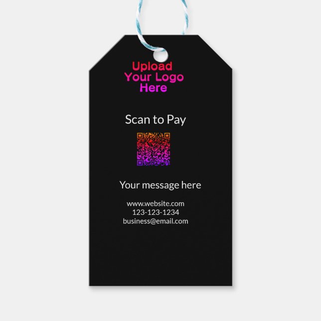 Einfache minimale Prüfung zum Bezahlen des Add QR  Geschenkanhänger (Vorderseite)