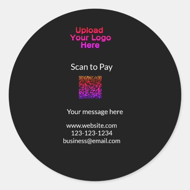 Einfache minimale Prüfung zum Bezahlen des Add QR  Runder Aufkleber (Vorderseite)