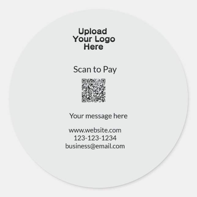 Einfache minimale Prüfung zum Bezahlen des Add QR  Runder Aufkleber (Vorderseite)