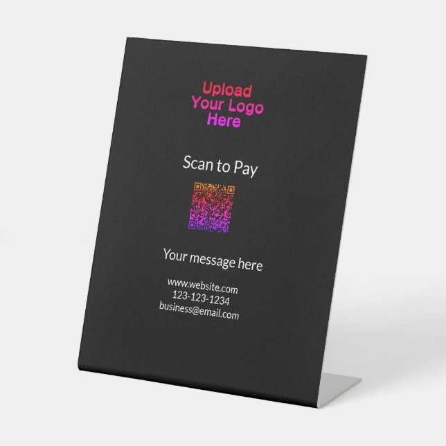 Einfache minimale Prüfung zum Bezahlen des Add QR  Sockelschild (Vorderseite)