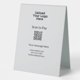 Einfache minimale Prüfung zum Bezahlen des Add QR  Tischaufsteller