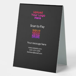 Einfache minimale Prüfung zum Bezahlen des Add QR  Tischaufsteller