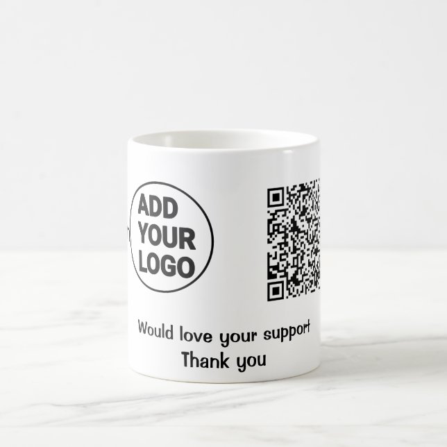 Einfache minimale q r Code hinzufügen Logo Social  Kaffeetasse (Mittel)