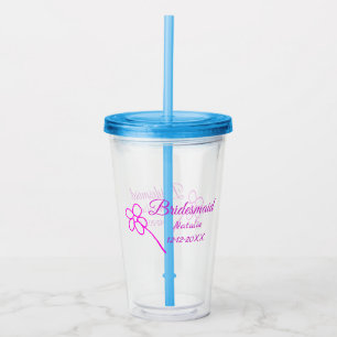 Einfache minimale rosa Bridesaid fügen den Text fü Acryltrinkbecher
