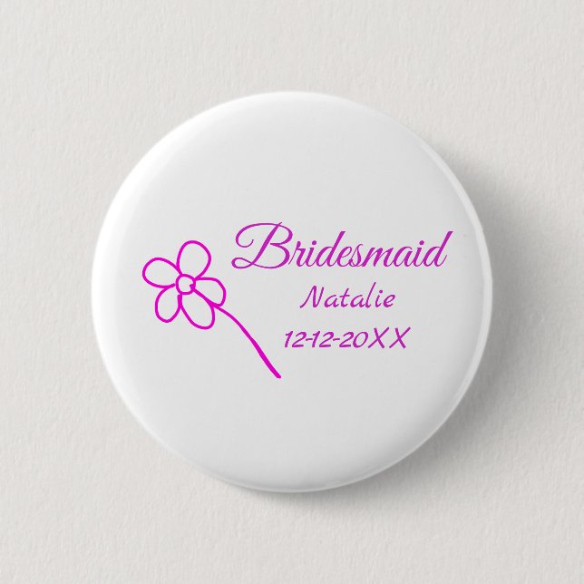 Einfache minimale rosa Bridesaid fügen den Text fü Button (Vorderseite)