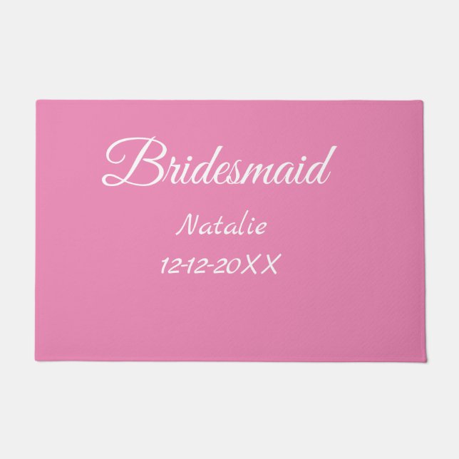 Einfache minimale rosa Bridesaid fügen den Text fü Fußmatte (Vorderseite)