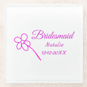 Einfache minimale rosa Bridesaid fügen den Text fü Glasuntersetzer