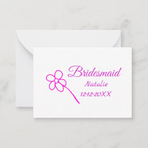 Einfache minimale rosa Bridesaid fügen den Text fü Mitteilungskarte