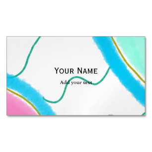 Einfache minimale rosa grüne Aquarellfarbe Fügen S Magnetische Visitenkarte